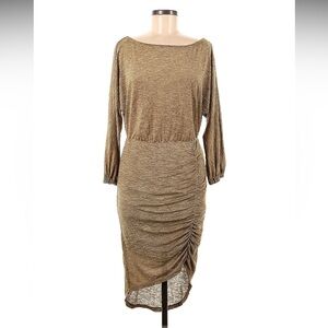 Free People Tidepool Off The Shoulder Lightweight Knit Rouched Long Sleeve Dress